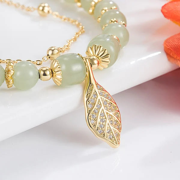 Lucky Wada Jade gold leaf bracelet