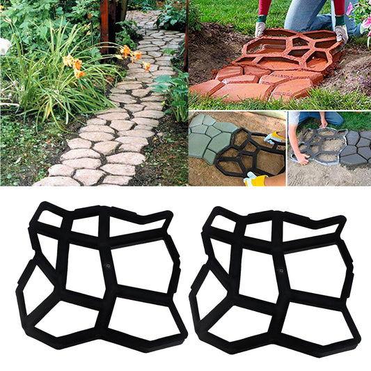 Plastic mold for garden paving, decorative stones for pathways